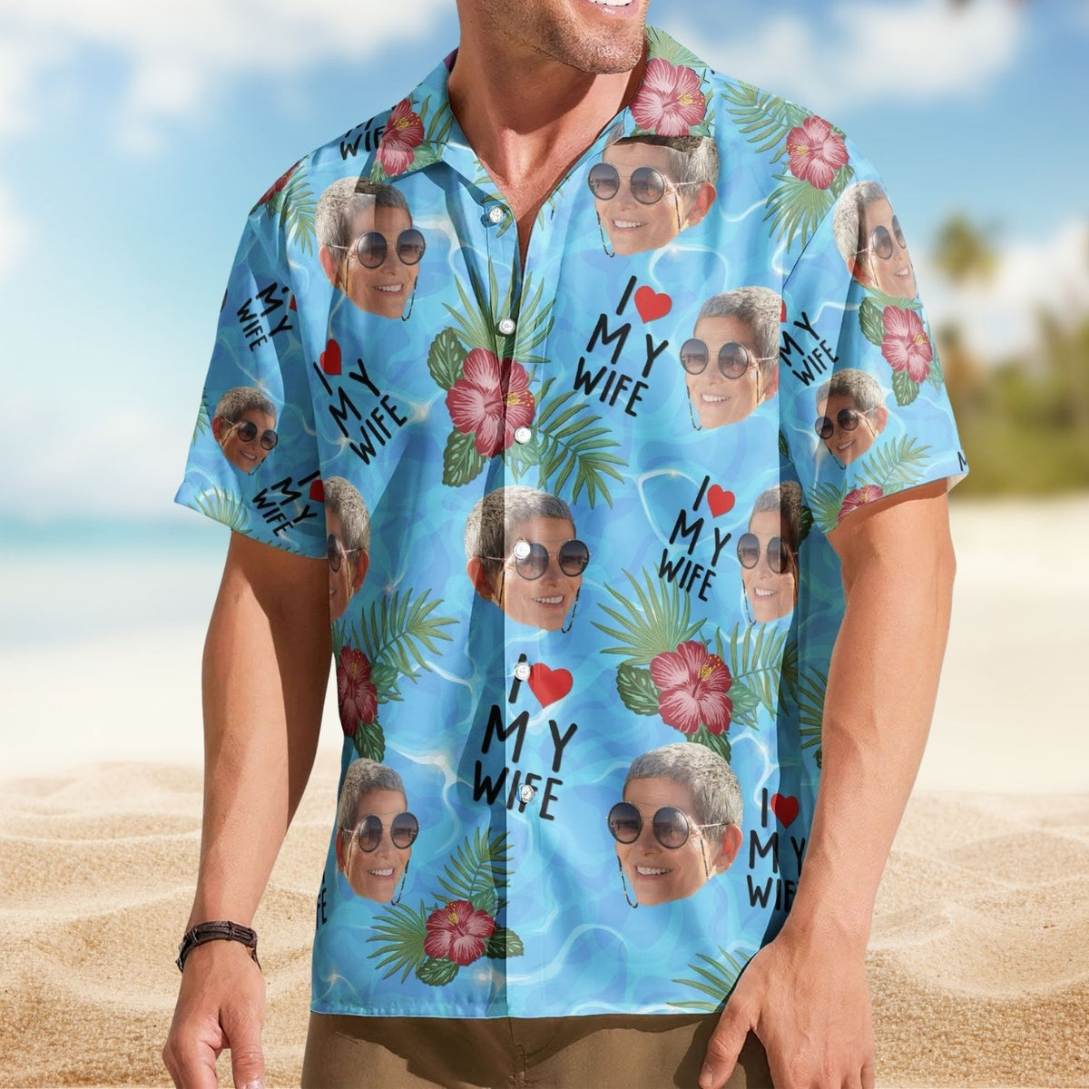 Custom Aloha Shirt – I Love My Wife Summer Vacation For Husband - Personalized Hawaiian Shirt
