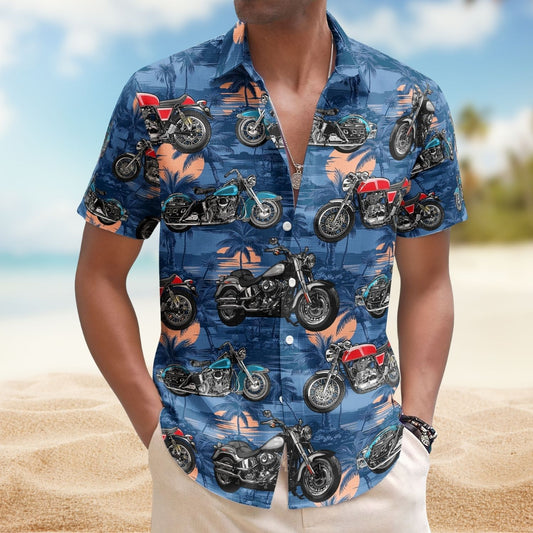 Personalized Bike Aloha Shirt – Custom Vintage Bikes Photo Motorbicycles For Bikers, Men, Husband - Custom Photo Hawaiian Shirt