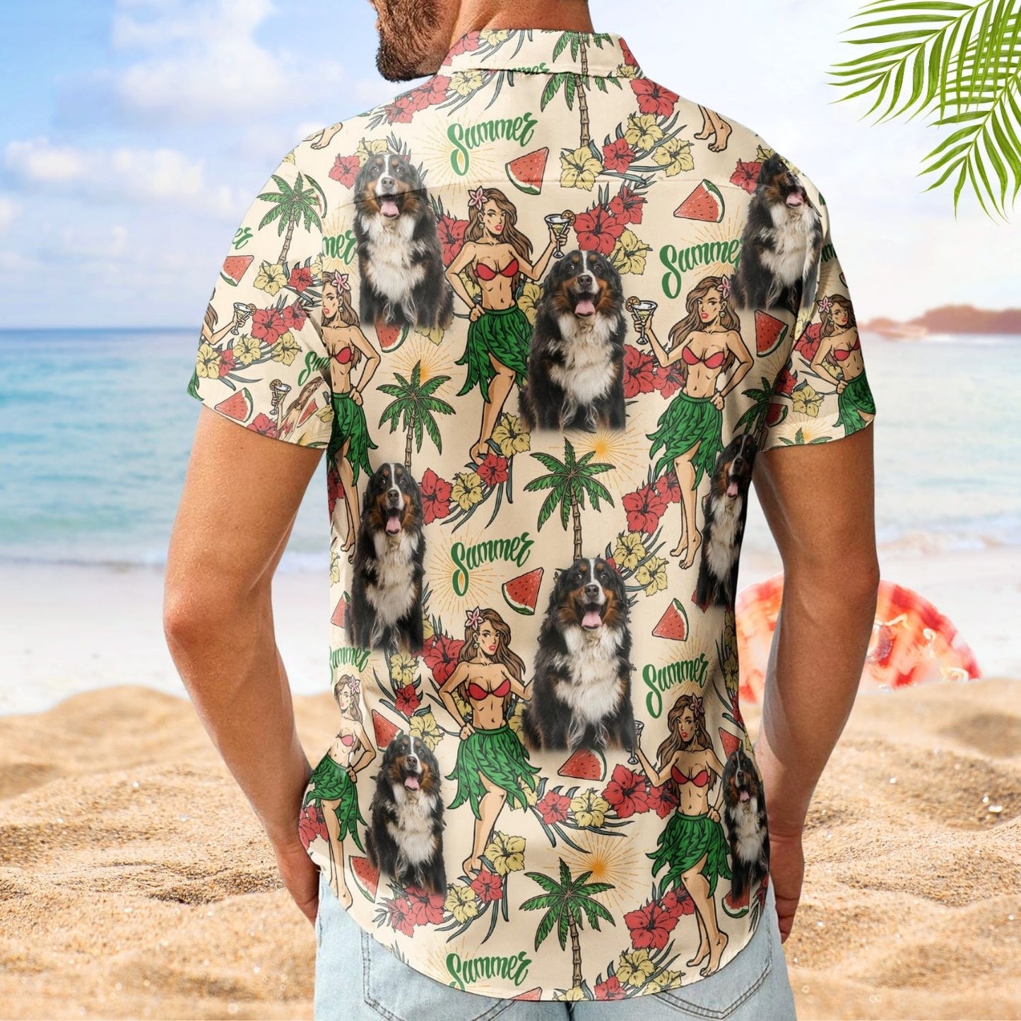 Personalized Aloha Shirt – Custom Photo With Hula Girl Tropical Pattern Hawaiian Shirt - Custom Photo Hawaiian Shirts
