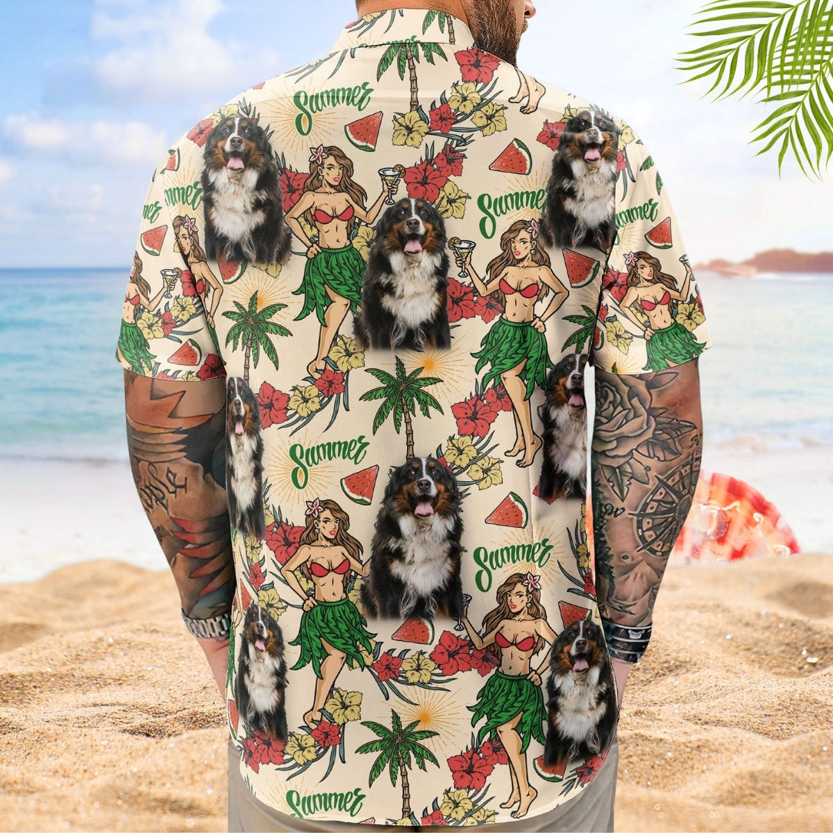 Personalized Aloha Shirt – Custom Photo With Hula Girl Tropical Pattern Hawaiian Shirt - Custom Photo Hawaiian Shirts
