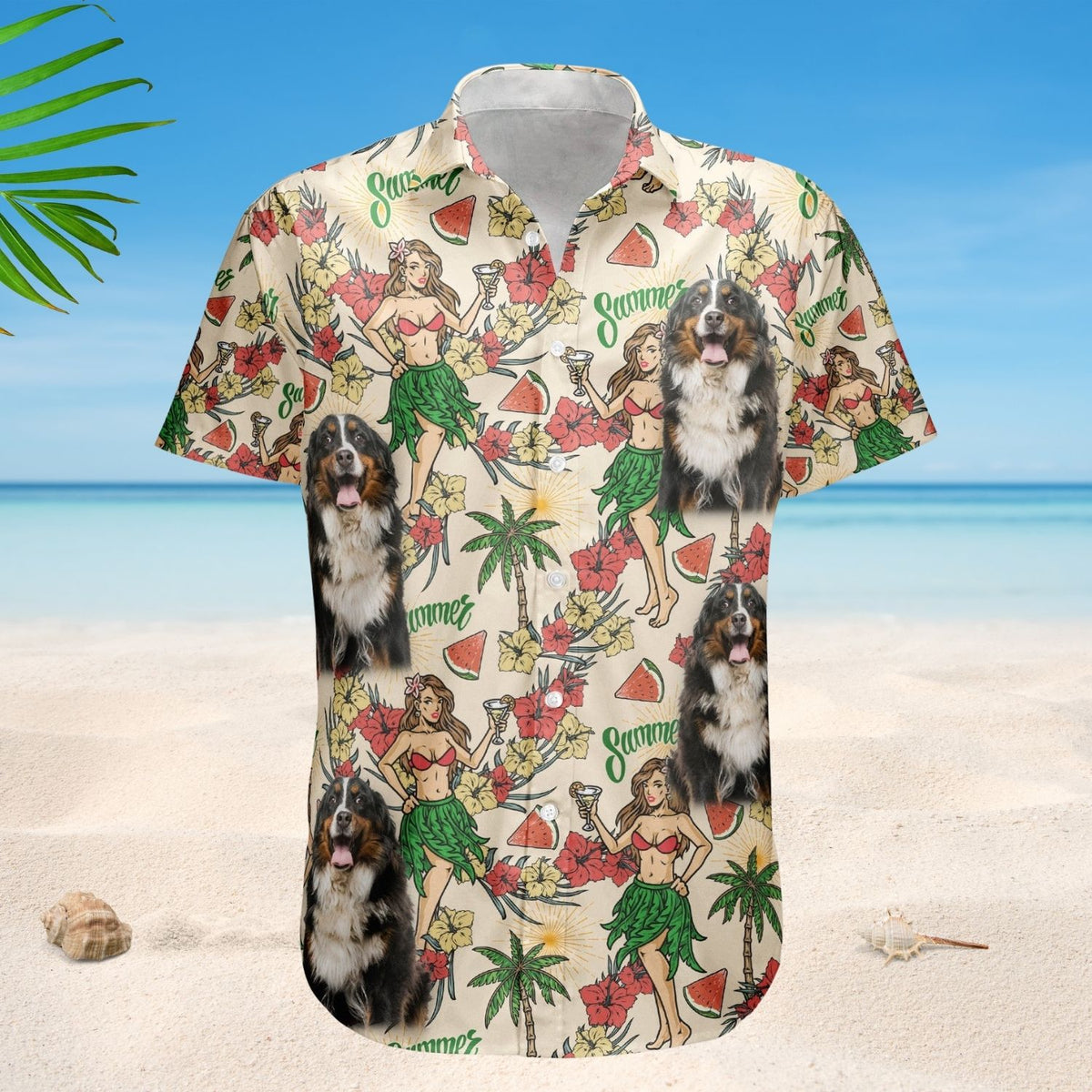 Personalized Aloha Shirt – Custom Photo With Hula Girl Tropical Pattern Hawaiian Shirt - Custom Photo Hawaiian Shirts