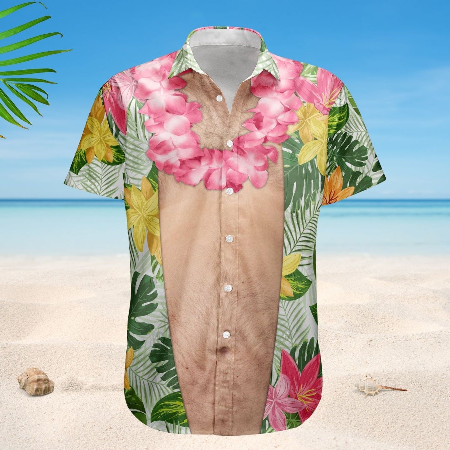 Novelty Vacation Shirt - Funny Big Belly Aloha With Tropical Flowers Custom Hawaiian Shirt