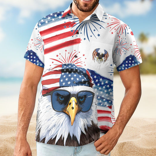 American Dad Grandpa Papa Patriotic – Personalized Back Printed Hawaiian Shirt