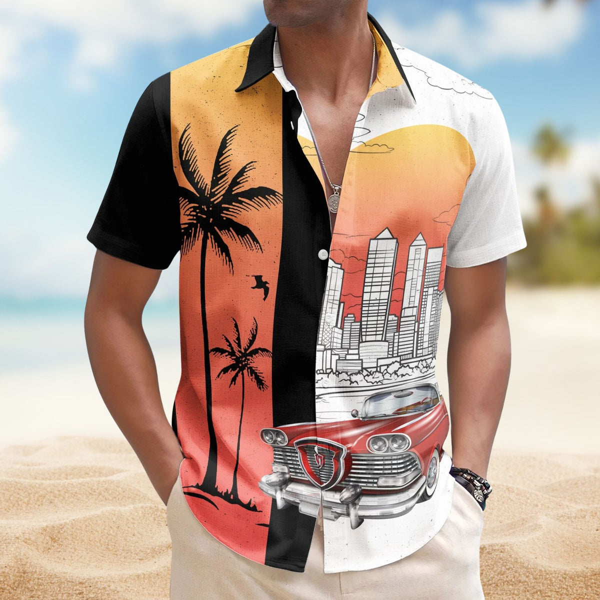 Custom Retro Cars Photo Muscle Cars for Men, Husband – Custom Photo Hawaiian Shirt