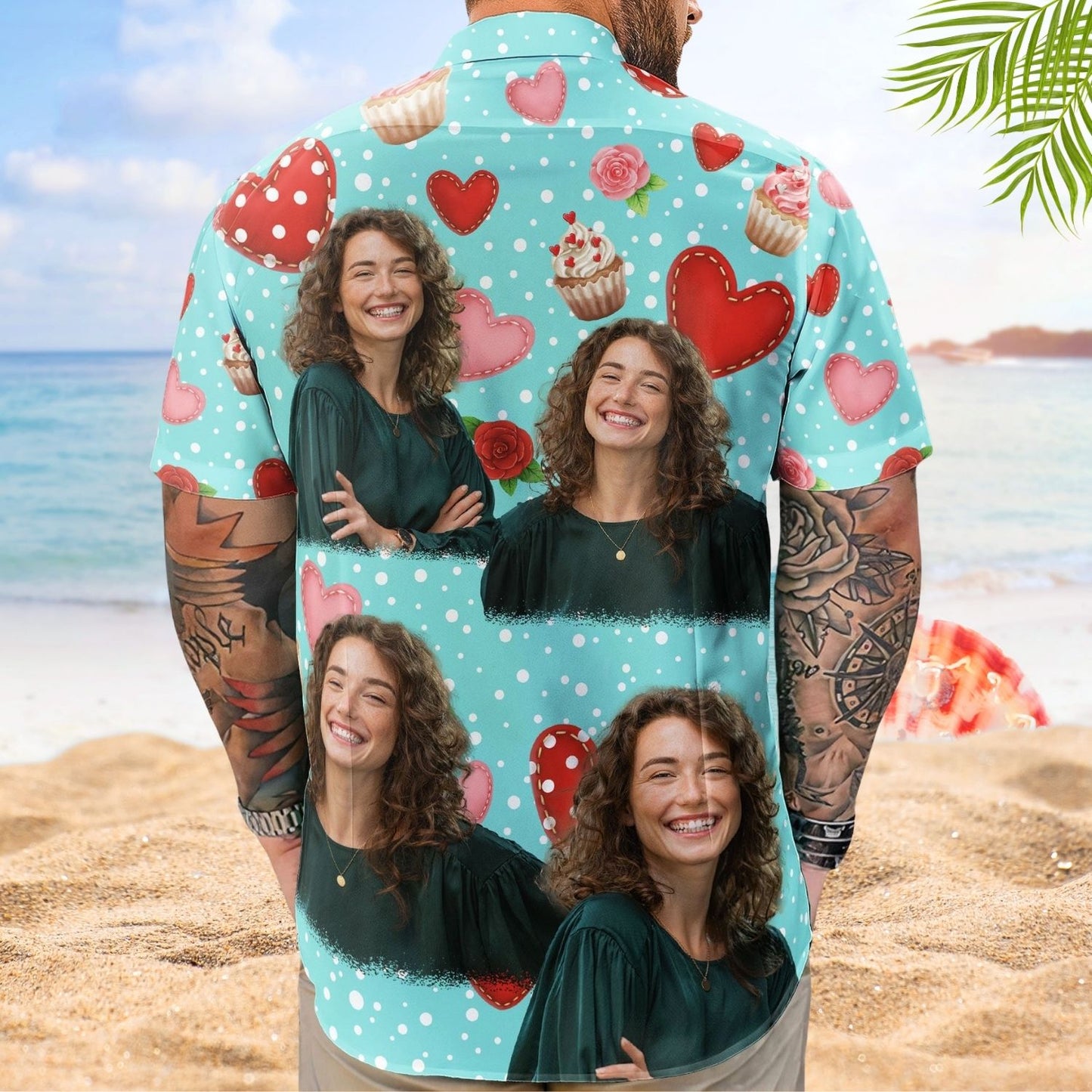 Personalized Summer Shirt - All You Need Is Love With Cupcake And Flowers Custom Photo Hawaiian Shirt