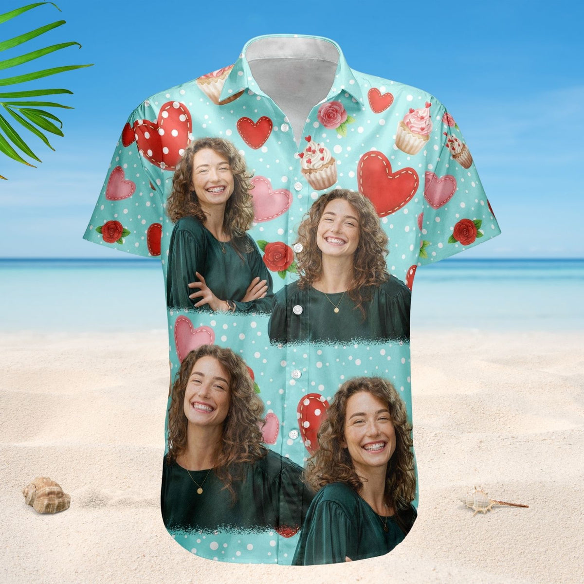 Personalized Summer Shirt - All You Need Is Love With Cupcake And Flowers Custom Photo Hawaiian Shirt