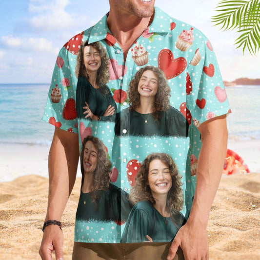 Personalized Summer Shirt - All You Need Is Love With Cupcake And Flowers Custom Photo Hawaiian Shirt