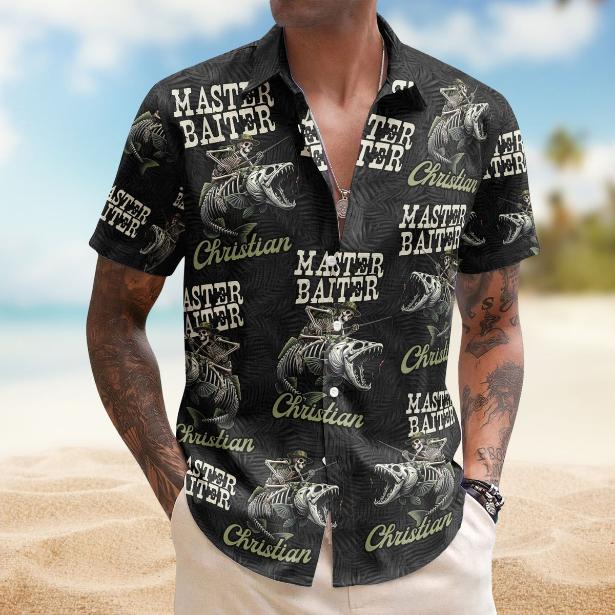 Master Baiter Funny Fishing Theme – Personalized Hawaiian Shirt