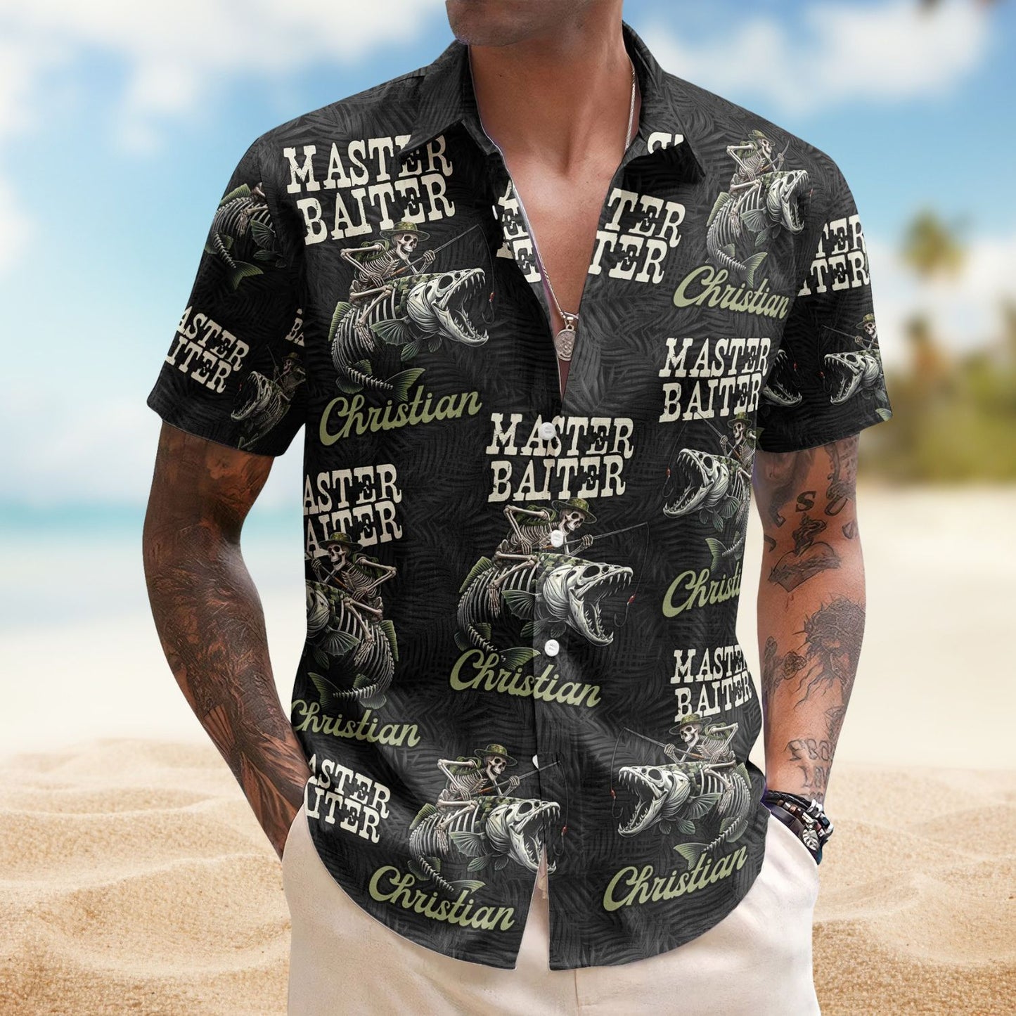 Master Baiter Funny Fishing Theme – Personalized Hawaiian Shirt