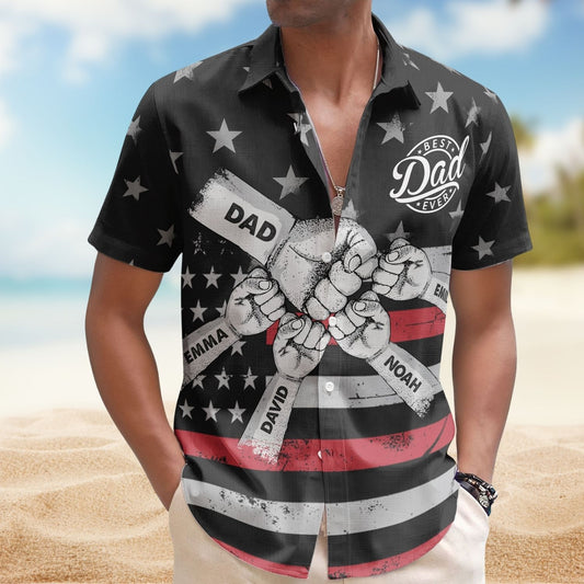 Custom Aloha Shirt – Best Dad Ever Fist Bump - Personalized Hawaiian Shirt
