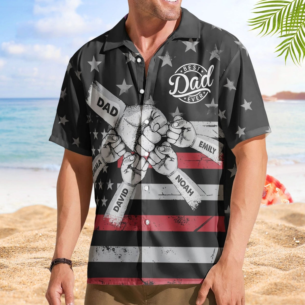 Custom Aloha Shirt – Best Dad Ever Fist Bump - Personalized Hawaiian Shirt