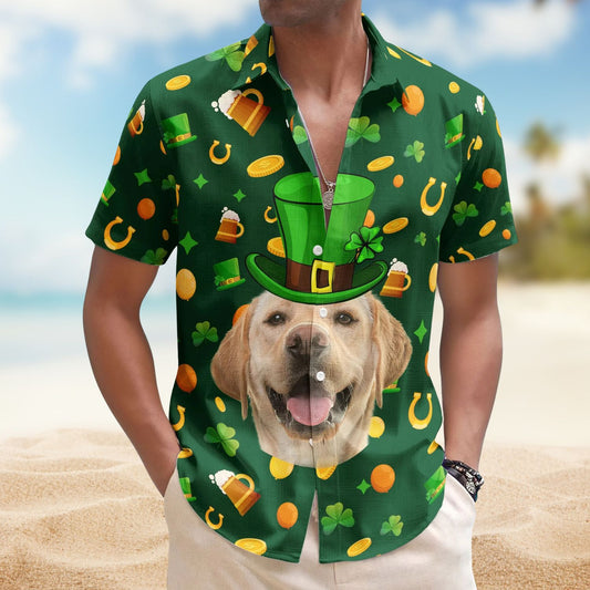 Custom Pet Face St. Patrick’s Day for Dog & Cat Lovers – Personalized Photo Hawaiian Shirt
