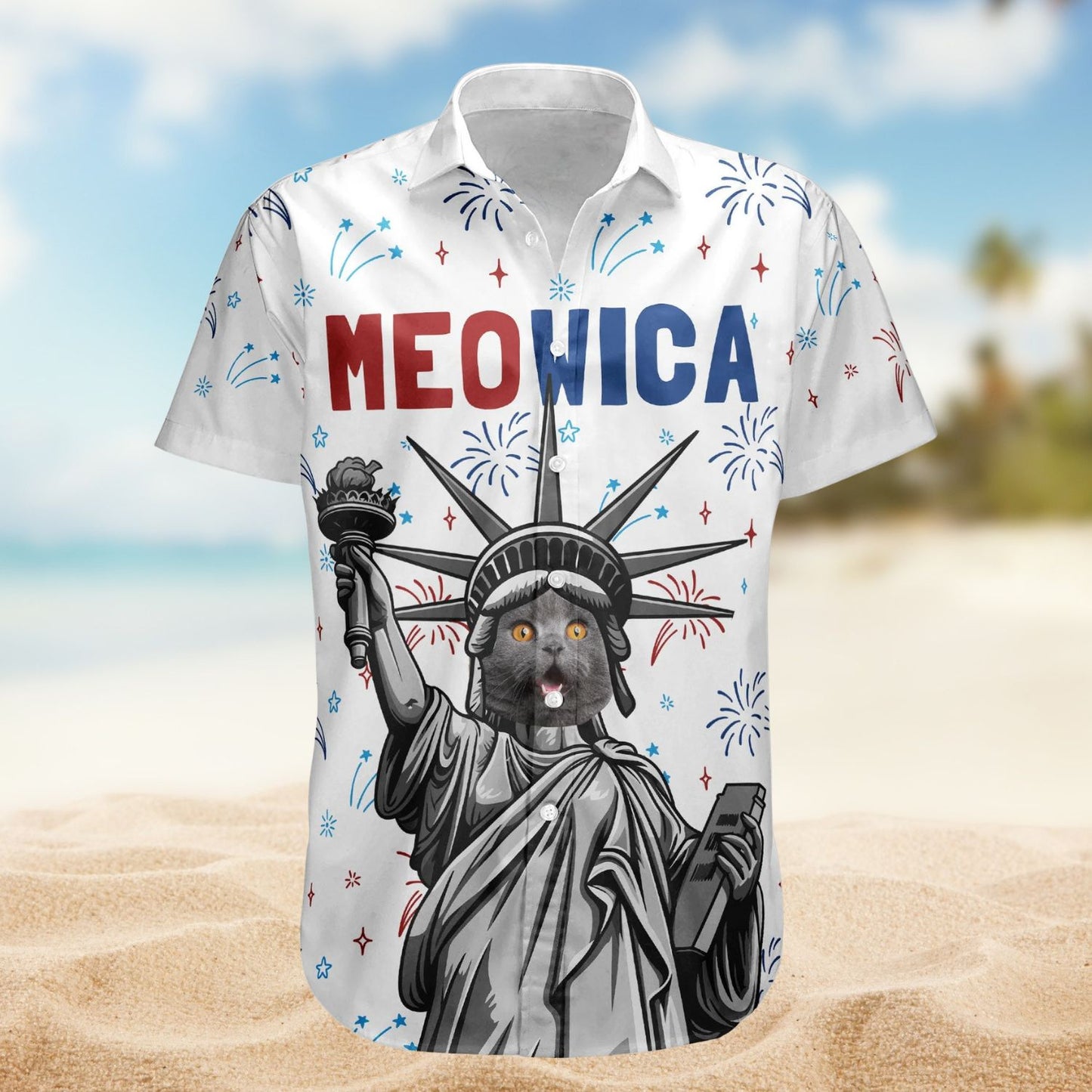 Meowica Funny Cat Lovers – Personalized Photo Hawaiian Shirt
