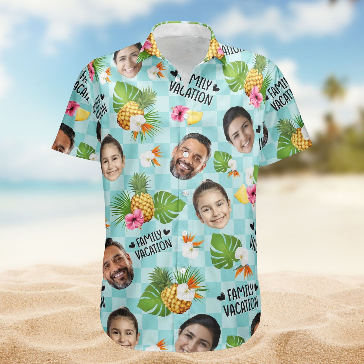Family Vacation Matching Outfit – Personalized Photo Hawaiian Shirt