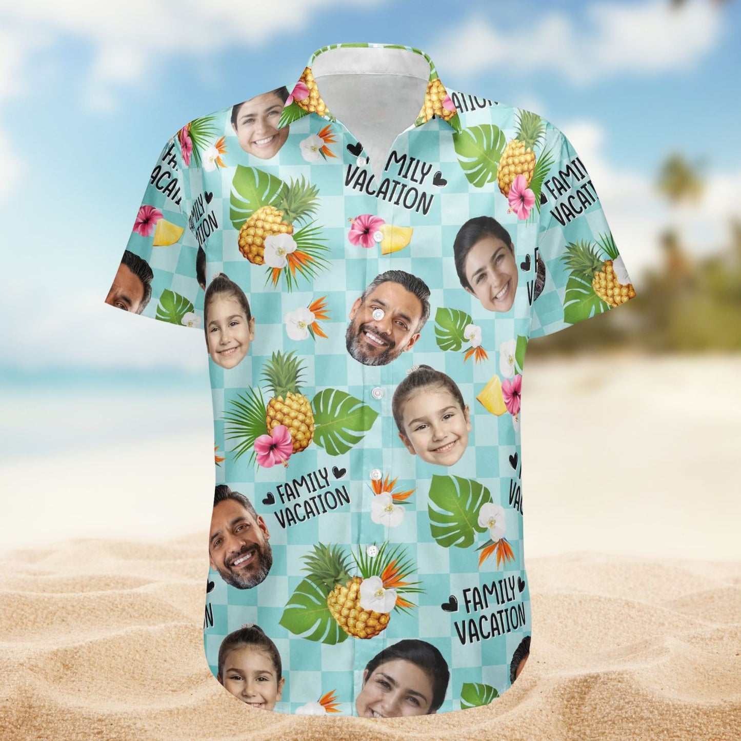 Family Vacation Matching Outfit – Personalized Photo Hawaiian Shirt