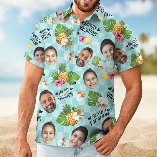 Family Vacation Matching Outfit – Personalized Photo Hawaiian Shirt