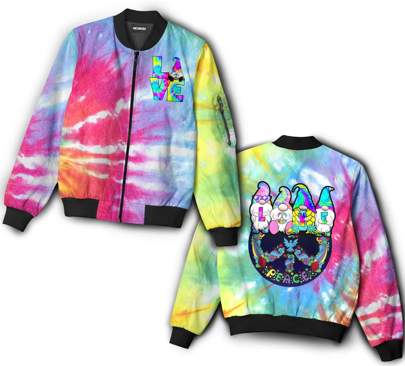 Hippie peace colorful - Bomber jacket - BOMJ07TNH030921-Owls Matrix