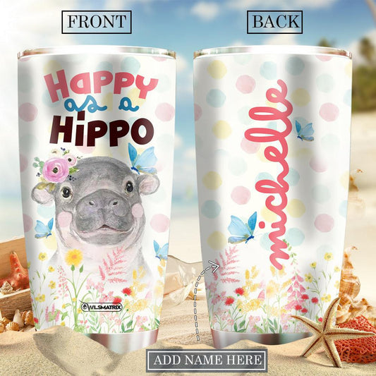 Hippo Happy Personalized 20 Oz Tumbler For Travel Gifts