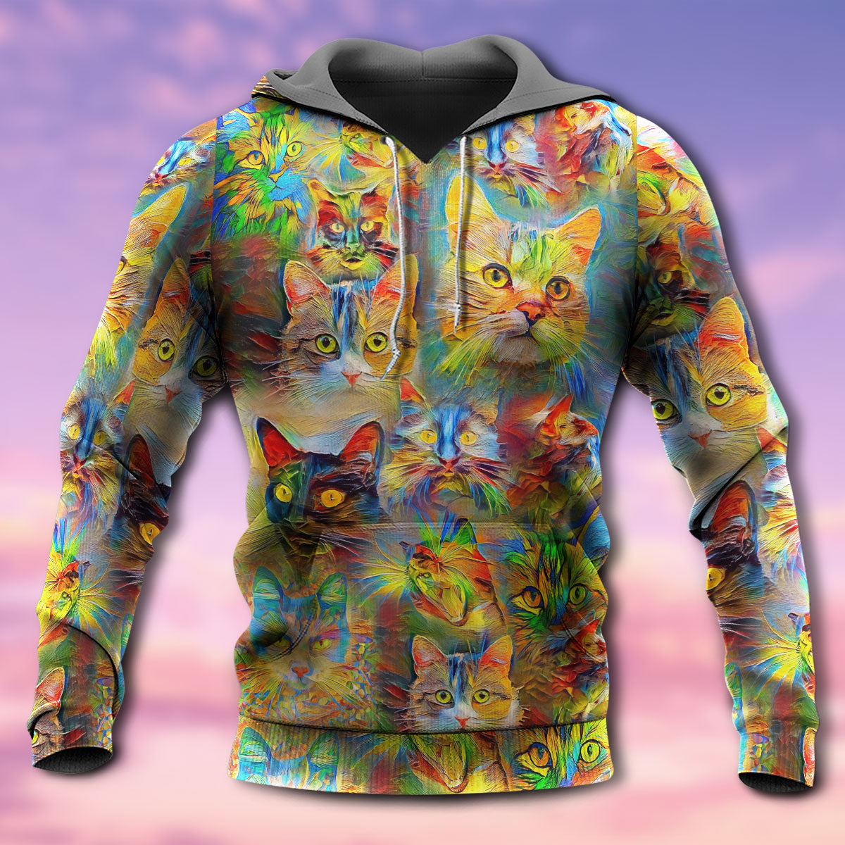 Cat Colorful Painting Art – 3D Hoodie