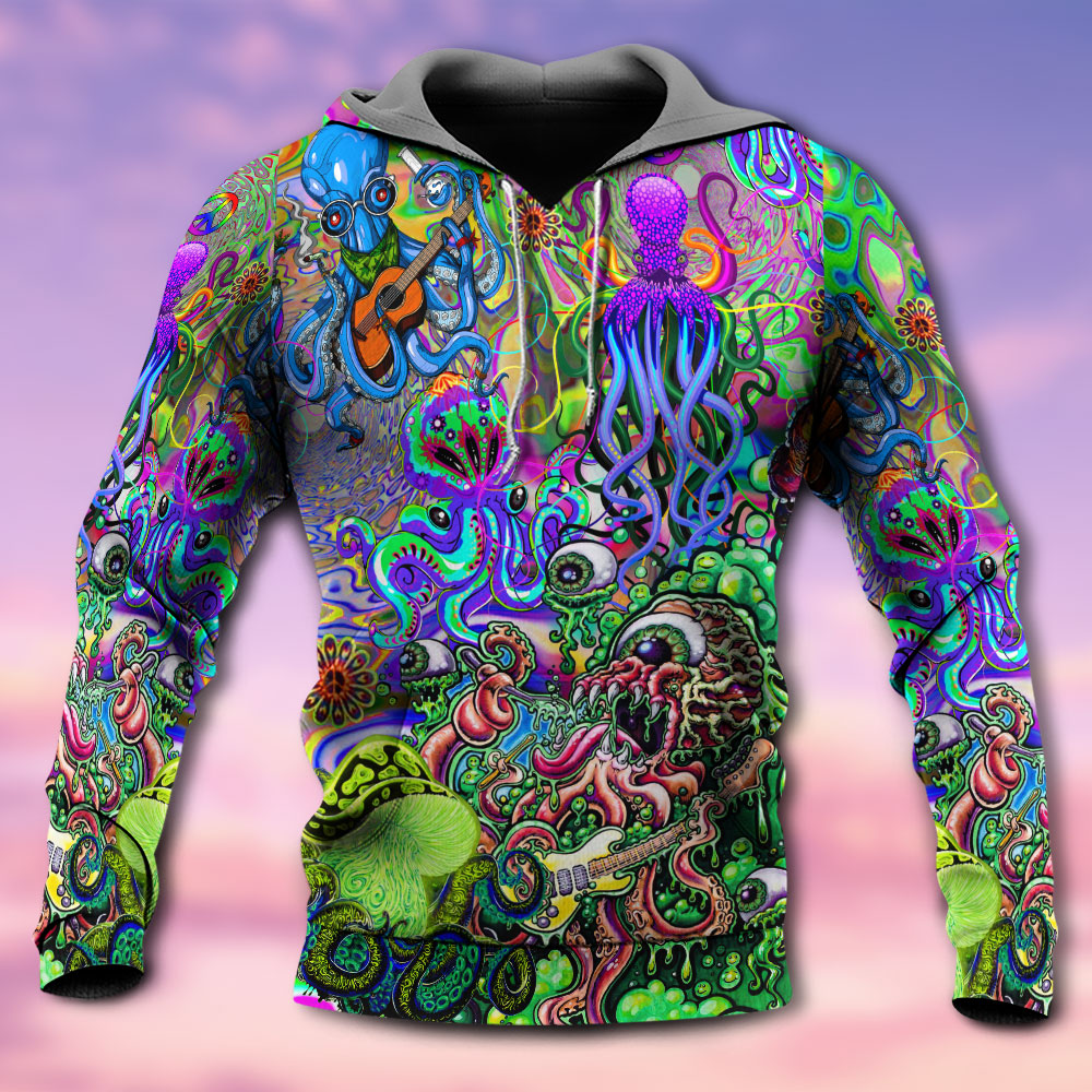 Hippie Funny Octopus Music Ocean Art – 3D Hoodie