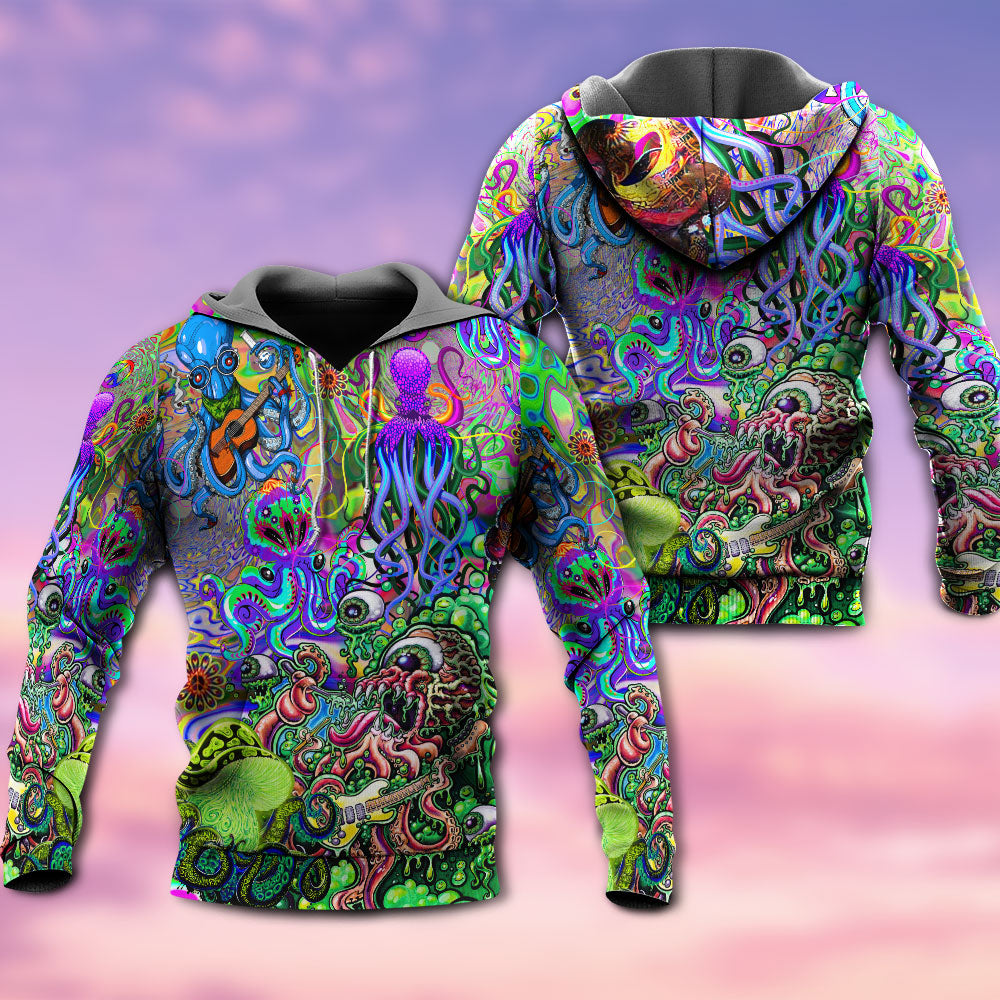 Hippie Funny Octopus Music Ocean Art – 3D Hoodie