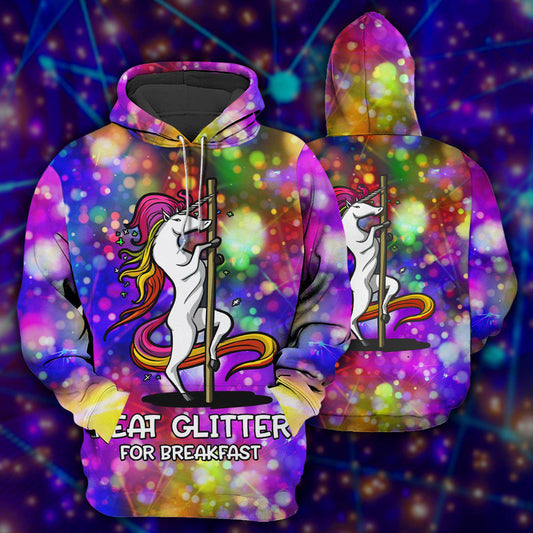 Pole Dance Unicorn Eat Glitter Quote - 3D Hoodie