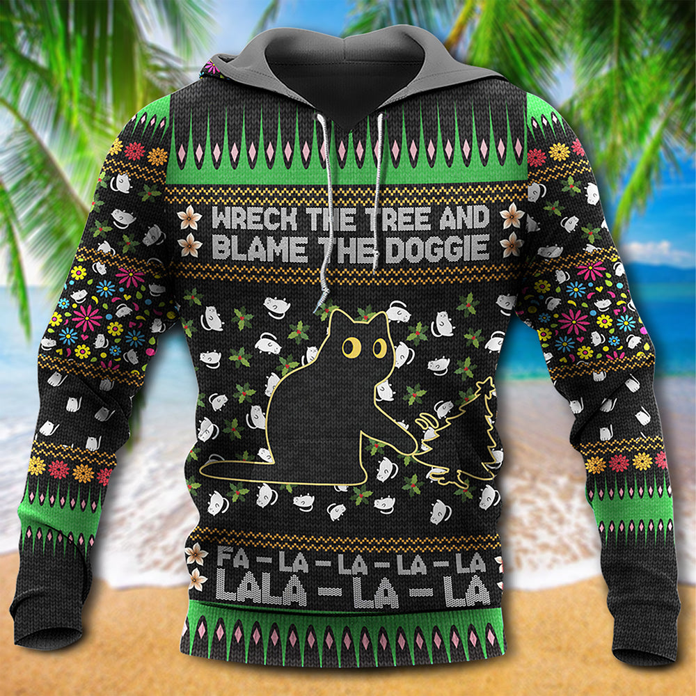 Black Cat Blame The Dog Christmas - 3D Hoodie