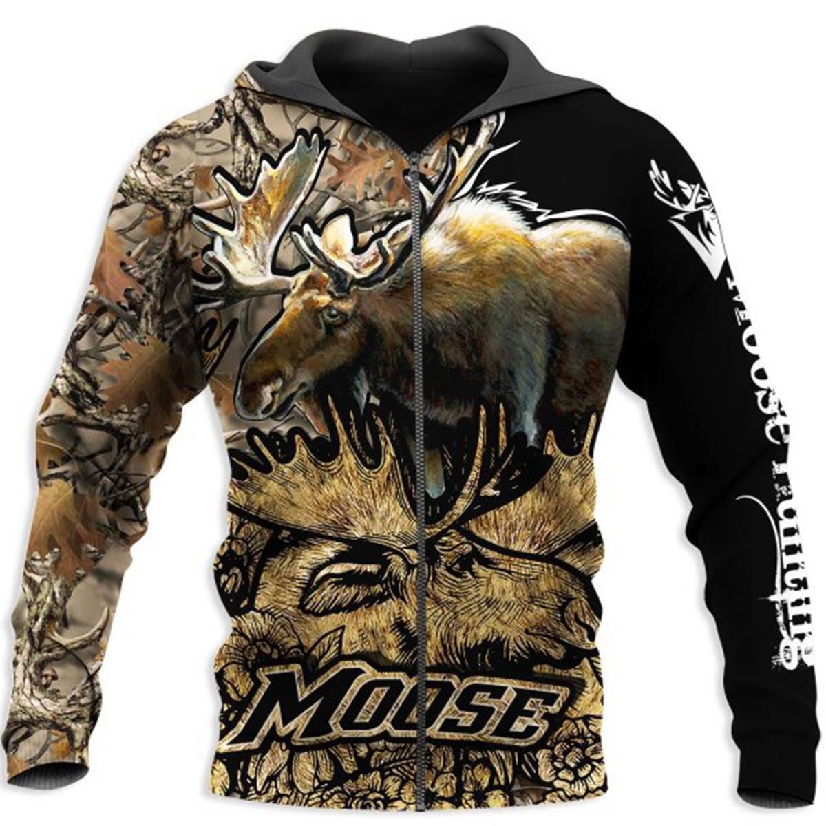 Moose Hunting Legend Art – 3D Hoodie