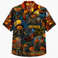 Halloween Hawaiian Shirt- Blazing Pumpkin Scarecrow Print for Fall