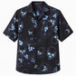 Halloween Hawaiian Shirt- Blue Glow Skull Floral Print for Fall