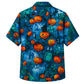 Halloween Hawaiian Shirt- Blue Haunted Graveyard Print for Fall