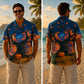 Halloween Hawaiian Shirt- Blue Haunted Graveyard Print for Fall