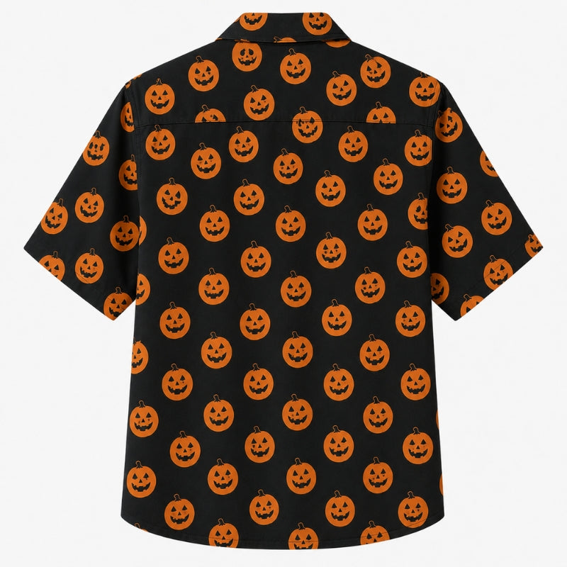 Halloween Hawaiian Shirt- Classic Jack-O-Lantern Print for Fall