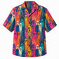 Halloween Hawaiian Shirt- Colorful Painted Ghost Print for Fall
