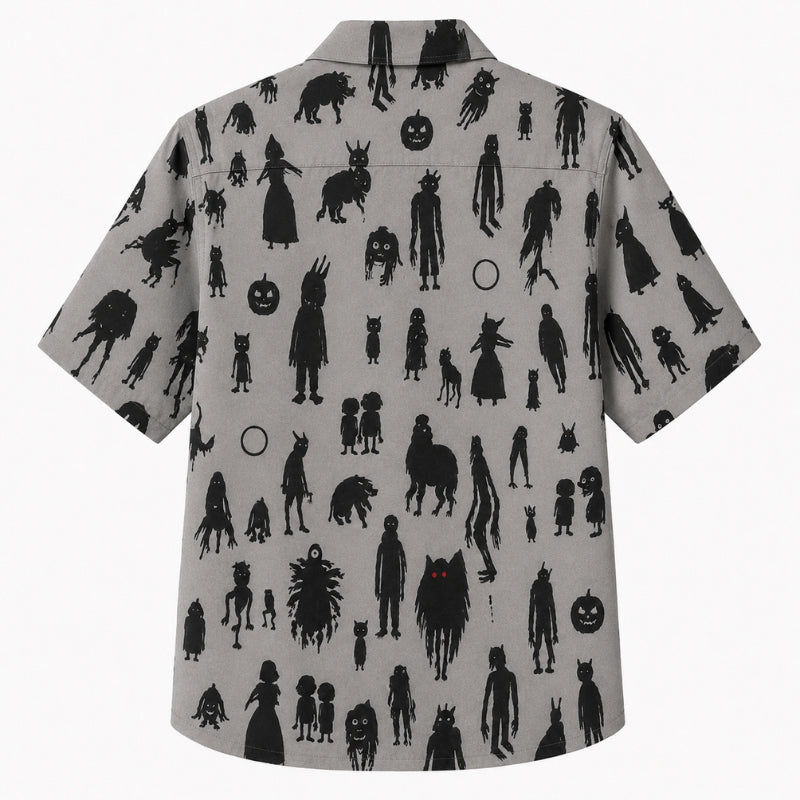 Halloween Hawaiian Shirt- Creepy Folklore Silhouette Print for Fall