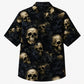 Halloween Hawaiian Shirt- Golden Skull Shadow Leaf Print for Fall