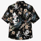 Halloween Hawaiian Shirt- Hockey Mask Floral Print for Autumn
