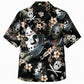 Halloween Hawaiian Shirt- Hockey Mask Floral Print for Autumn