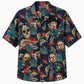 Halloween Hawaiian Shirt- Horror Faces Palm Leaf Print for Fall