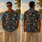 Halloween Hawaiian Shirt- Horror Faces Palm Leaf Print for Fall