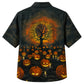 Halloween Hawaiian Shirt- Moonlit Pumpkin Field Print for Fall