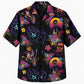 Halloween Hawaiian Shirt- Neon Horror Icons Floral Print for Fall