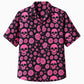 Halloween Hawaiian Shirt- Pink Daisy Skull Print Fall Design