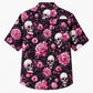 Halloween Hawaiian Shirt- Pink Peony Skull Print Fall Design