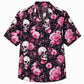 Halloween Hawaiian Shirt- Pink Peony Skull Print Fall Design