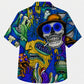 Halloween Hawaiian Shirt- Psychedelic Smoking Skull Print for Fall