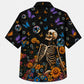 Halloween Hawaiian Shirt- Skeleton Butterfly Bloom Print for Fall