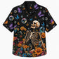 Halloween Hawaiian Shirt- Skeleton Butterfly Bloom Print for Fall