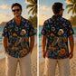 Halloween Hawaiian Shirt- Skeleton Butterfly Bloom Print for Fall