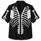 Halloween Hawaiian Shirt- Skeleton Rib Cage Print for Autumn